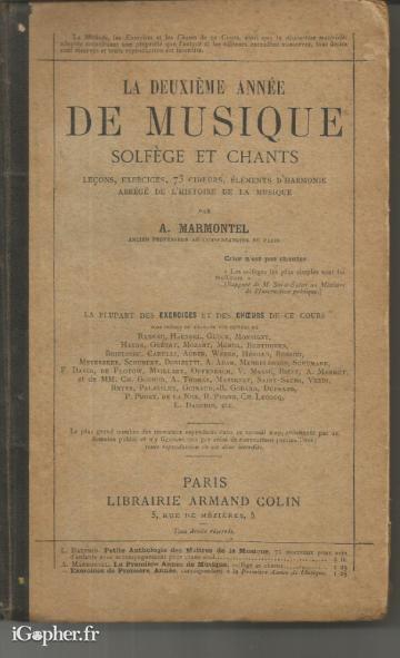 Livre : La deuxième année de musique Solfèges et Chants
