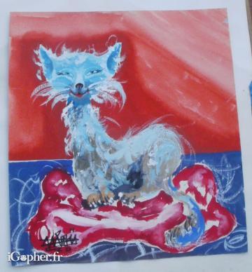 Peinture signée d'un chat
