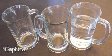 3 chopes en verre épais 39,5 cl