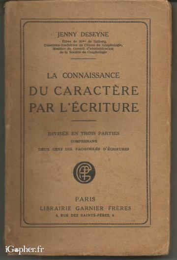 Livre : La connaissance du caractère par l'écriture (Deseyne)