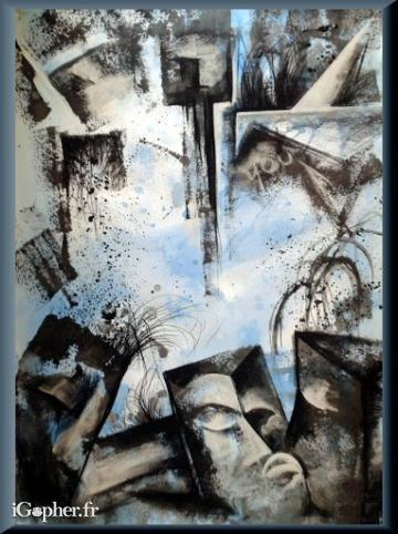 Tableau abstrait moderne contemporain acrylique 50x70cm