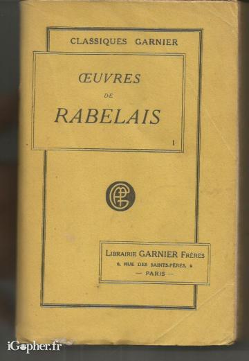 Livre : Oeuvres de Rabelais Gargantua - Pantagruel (Tome 1)