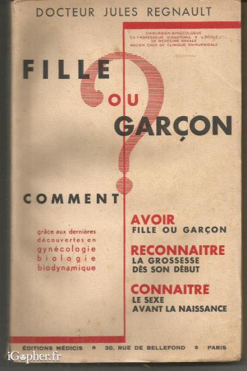 Livre : Fille ou garçon Comment avoir fille ou garçon