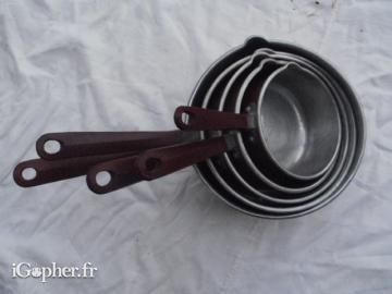 5 casseroles anciennes en cuivre et aluminium - DAB
