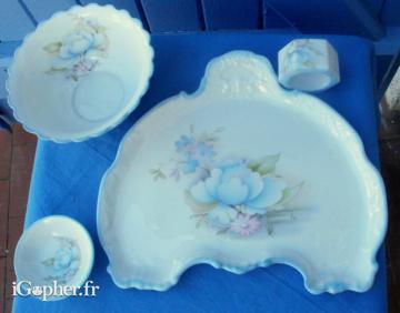 Lot en porcelaine Millas : assiette + bol + rond serviette...
