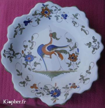 Plat rond et creux Moustiers - Fait main (signé DM)