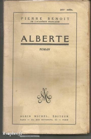 Livre : Alberte (Pierre Benoît)