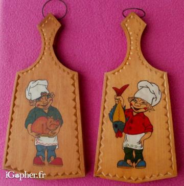 2 planches à découper en bois décoratives