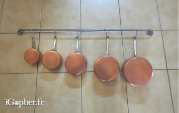 5 casseroles en cuivre
