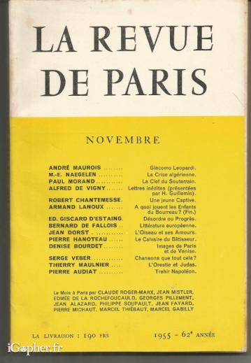 Ancien numéro du magazine La Revue de Paris - Novembre 1955