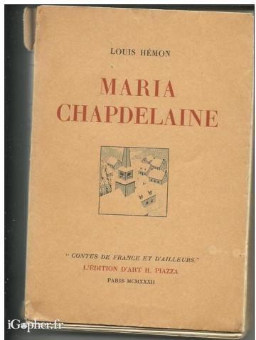 Livre : Maria Chapdelaine (Louis Hémon)