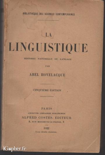Livre : La linguistique, histoire naturelle de langage