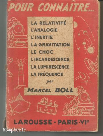Livre : Pour connaître la relativité l'analogie... (Marcel Boll)