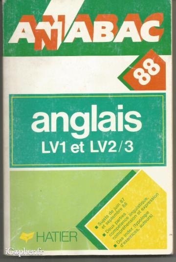 Livre : Anabac 88 Anglais LV1 et LV2 et 3