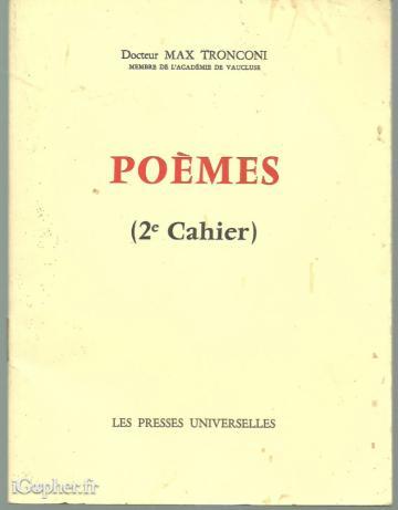 Livret : Poémes - 2ème cahier (Dr Max Tronconi)