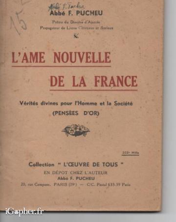 Livre : L'âme nouvelle de la France (Abbé F. Pucheu)