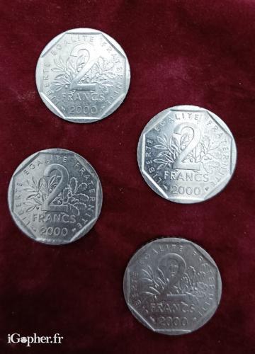 4 pièces de 2 francs (an 2000)