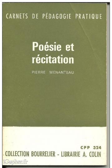 Livre : Poésie et récitation de Pierre Menanteau