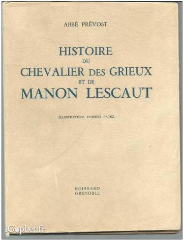 Livre : Histoire du Chevalier des Grieux et de Manon Lescaut