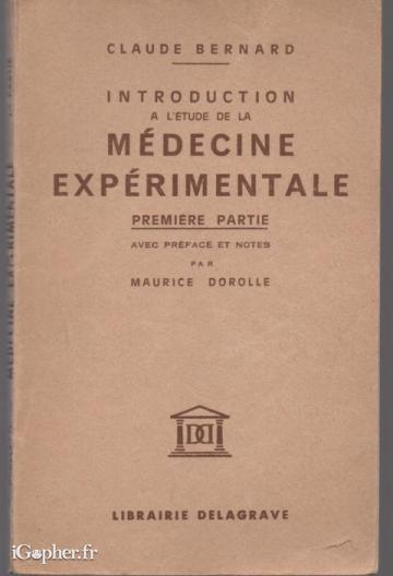 Livre : Introduction à l'étude de la médecine (Claude Bernard)