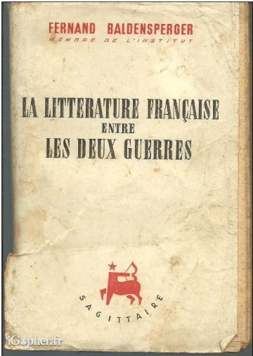 Livre : La littérature française entre deux guerres