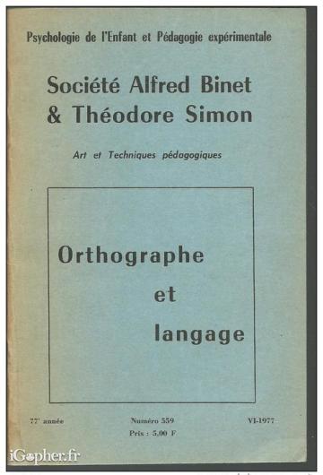 Livre : Orthographe et langage (psychologie de l'enfant)