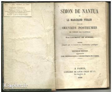 Livre : Simon De Nantua ou le Marchand Forain + Oeuvres Posthumes