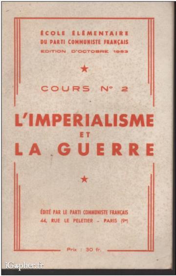 Livret : L'impérialisme et la guerre (Cours N°2)