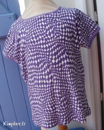 T-shirt sans manches (losanges violet et blanc - T38)