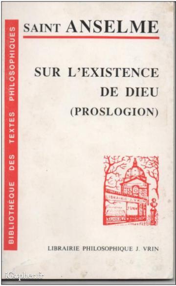 Livre : Sur l'Existence de Dieu (Proslogion)