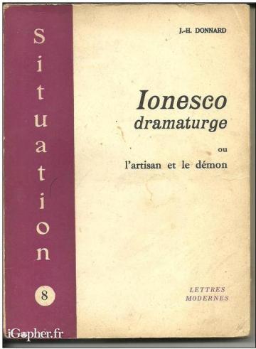 Livre : Ionesco Dramaturge ou l'artisan et le démon (Donnard)