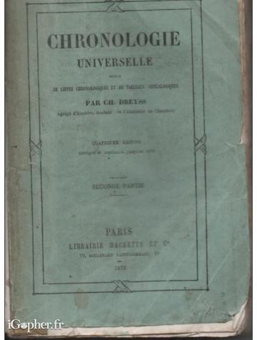 Livre : Chronologie Universelle Listes de Tableaux Généalogiques