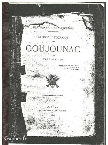 Livre polycopie : Notice Historique sur Goujounac