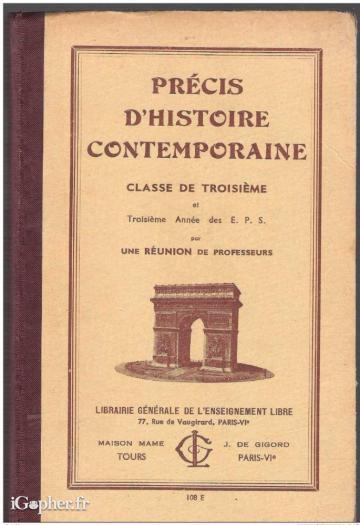 Livre : Précis D'Histoire Contemporaine (classe de troisième)