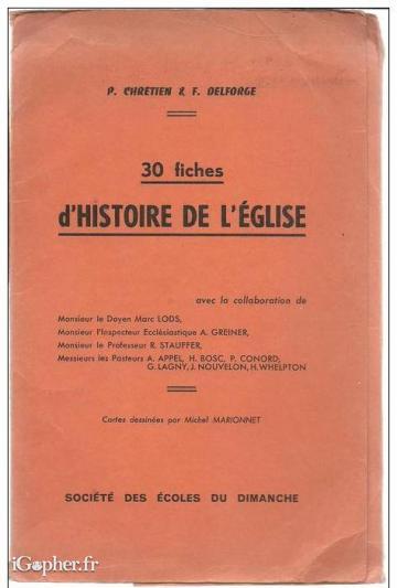 Livre : 30 fiches d'Histoire de l'Eglise (Chrétien et Deforge)