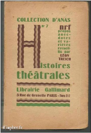 Livre : Histoires théâtrales (Léon Treich)