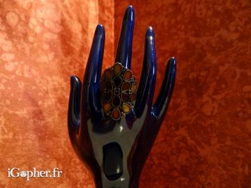 Bague métal silver et émaux