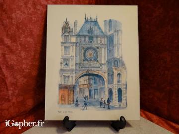 Aquarelle Rouen le Gros Horloge