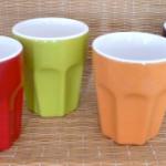 4 tasses à café multicolores - NEUVES