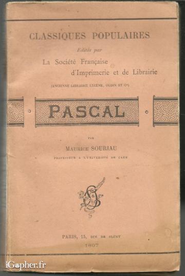Livre : Pascal (Maurice Souriau)