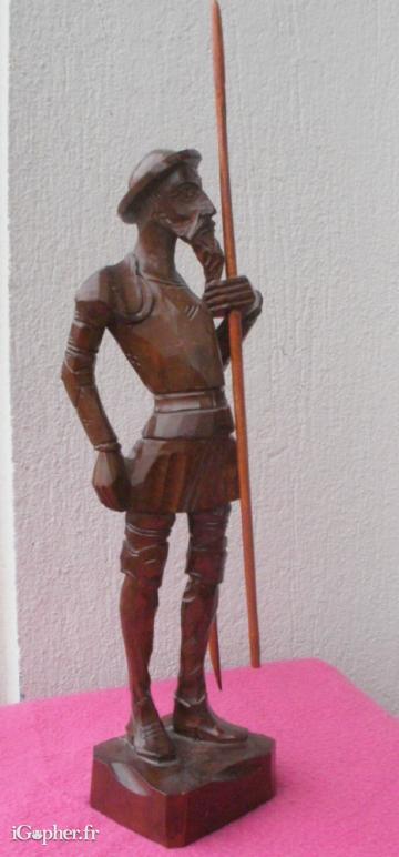 Sculpture en bois - statuette Don Quichotte - 27 cm