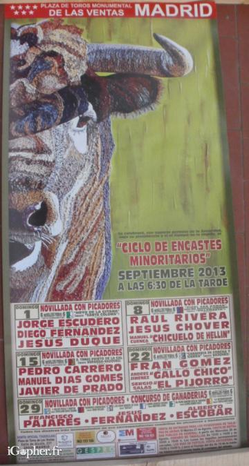 Affiche tauromachie Madrid Septembre 2013