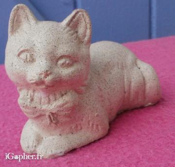 Chat décoratif en pierre - gris