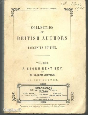 Livre anglais : A Storm-Rent Sky (Betham-Edwards)