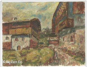 Peinture sur toile - maisons de village