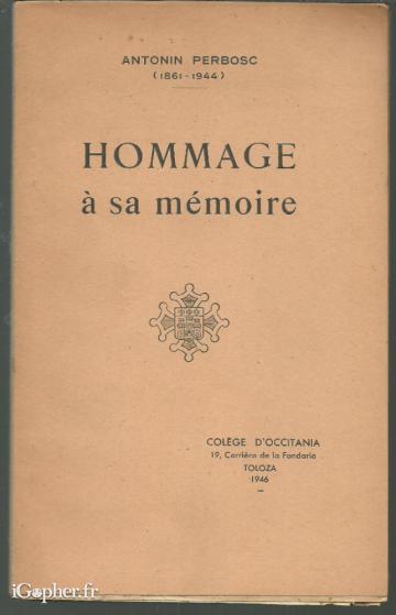 Livre : Hommage à sa mémoire (Antonin Perbosc)