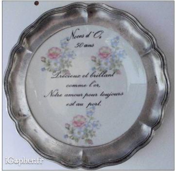 Assiette décorative "Noces D'or 50 ans" (en porcelaine)