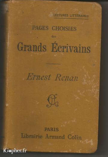 Livre : Pages Choisies des grands écrivains (Ernest Renan)