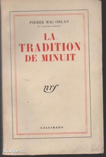 Livre "La tradition de minuit" de Pierre Mac Orlan