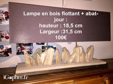 Lampe en bois flottant + abat-jour